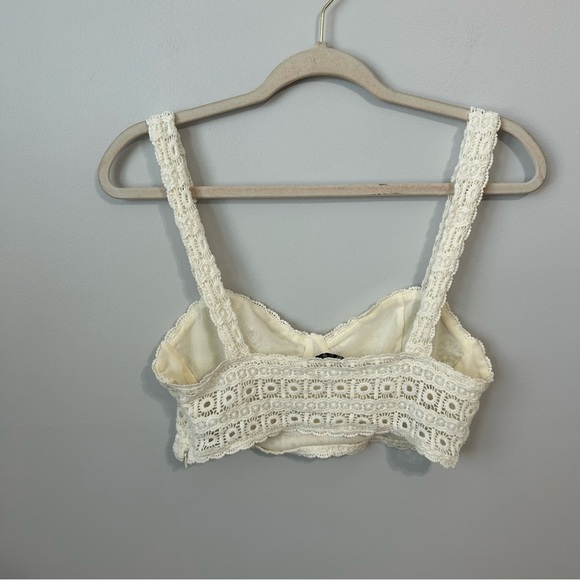 Zara Crochet Cream Ivory Crop Top Bralette Sweetheart Neckline Women’s Large - Picture 5 of 6